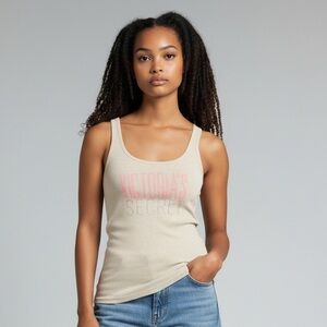 Victoria’s Secret Y2K Logo Tank Top Beige Pink Medium